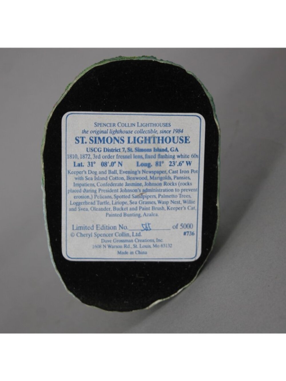 Cheryl Spencer Collin Lighthouse Simons Light House District 7 GA Lighthouse - Picture 9 of 10